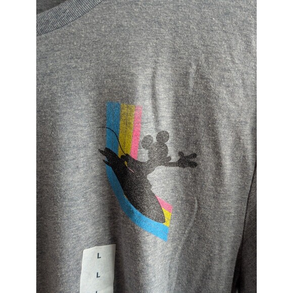 Disney Old Navy Mickey Mouse Surfing T Shirt Adult Large Gray New With Tags - Picture 3 of 16